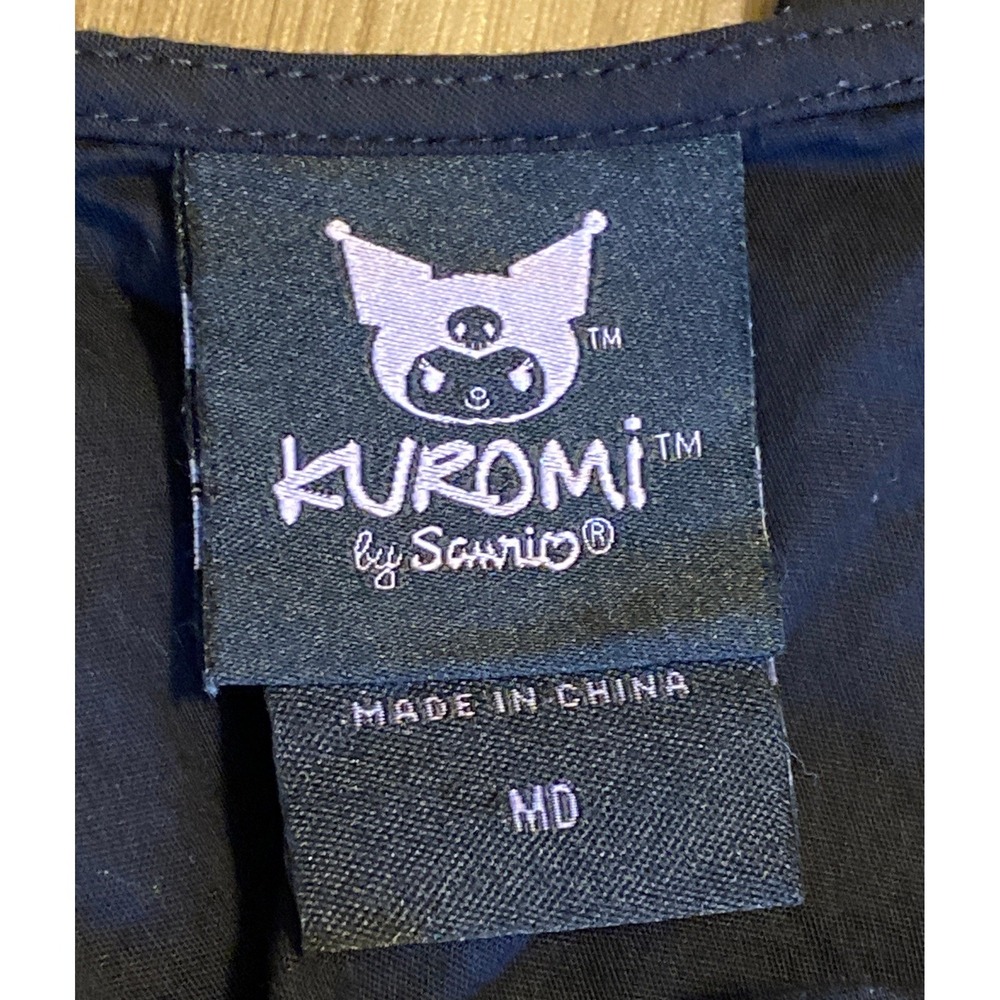 Sanrio Kuromi Embroidered Ruffle Crop Top Corset Black Lace Up Back Medium - Picture 5 of 10